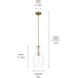 Everly 1 Light Natural Brass Pendant Ceiling Light