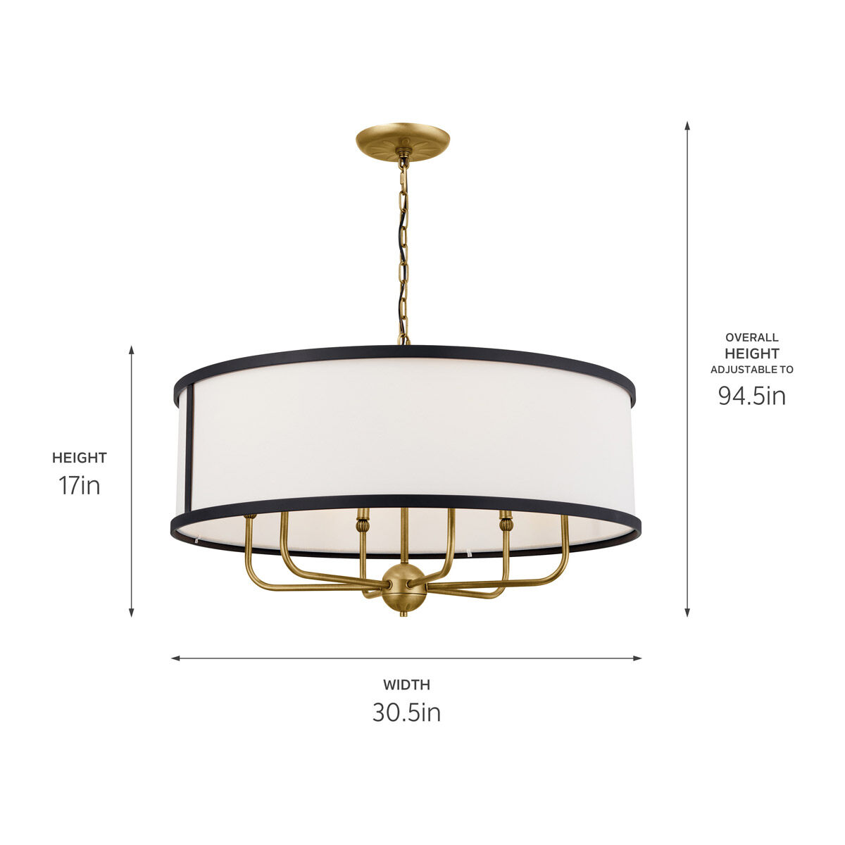 Homestead Heddle 6 Light 30.5 inch Natural Brass Chandelier Ceiling Light