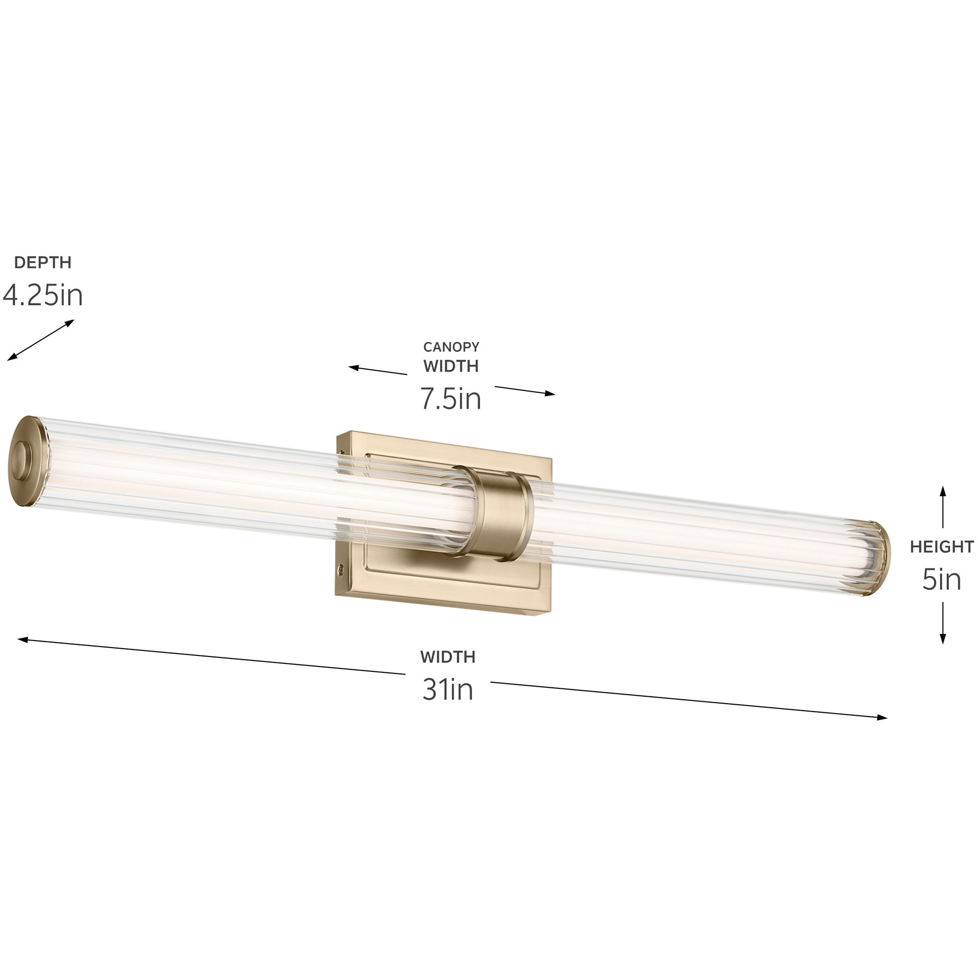 Laurene LED 31 inch Champagne Bronze Linear Bath Bar Wall Light, Large