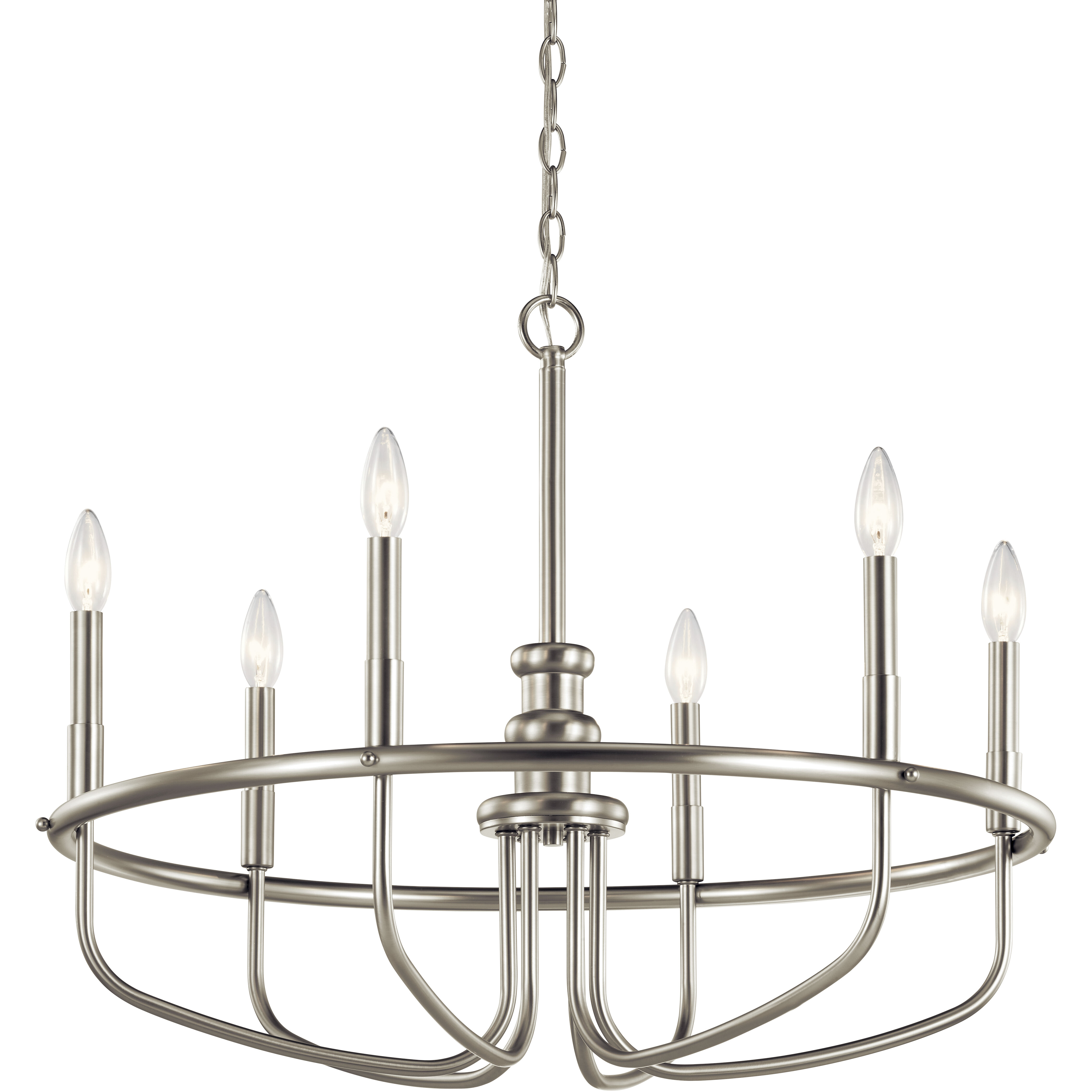 Capitol Hill 6 Light 29 inch Brushed Nickel Chandelier 1 Tier Large Ceiling Light, Large