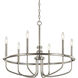 Capitol Hill 6 Light 29 inch Brushed Nickel Chandelier 1 Tier Large Ceiling Light, Large