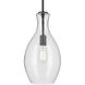 Everly 1 Light Black Pendant Ceiling Light in Clear Seeded