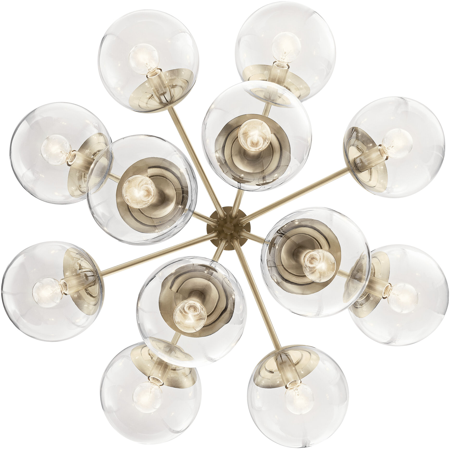 Silvarious 12 Light Champagne Bronze Chandelier/Semi Flush Ceiling Light in Clear