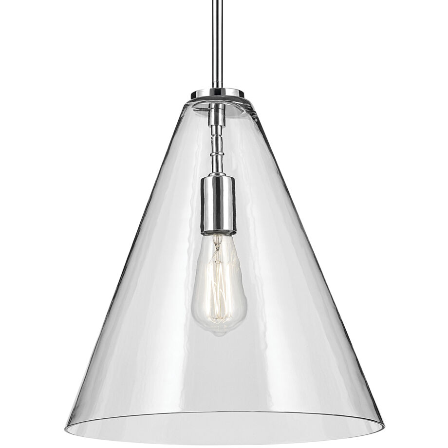 Everly 1 Light Chrome Pendant Ceiling Light in Clear