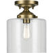 Winslow 1 Light Natural Brass Semi Flush Light Ceiling Light