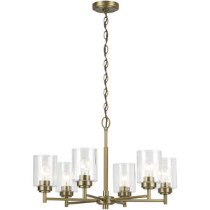 Winslow 6 Light Natural Brass Chandelier Ceiling Light, 1 Tier, Large