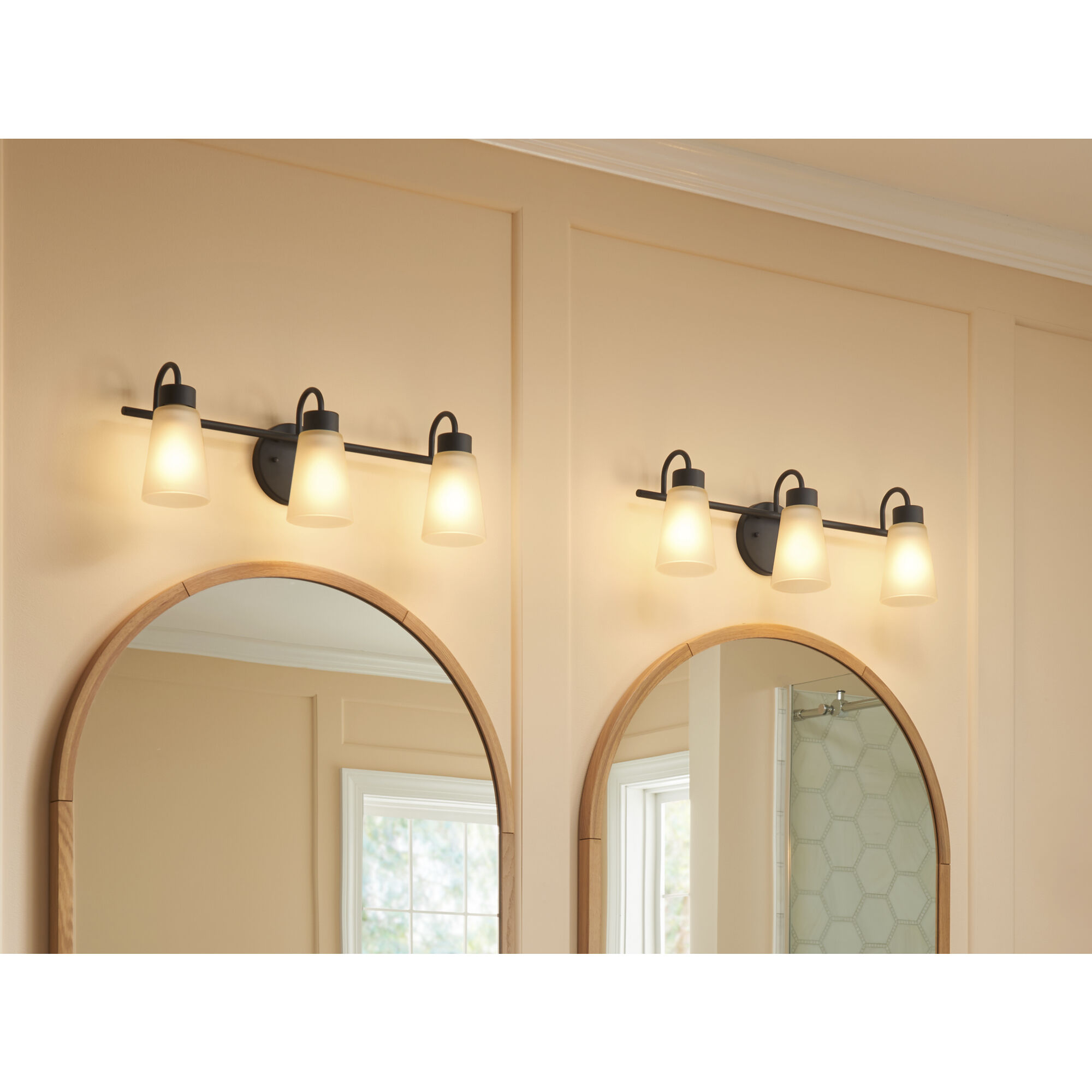 Erma 3 Light 23 inch Black Bath Vanity Light Wall Light, 3 Arm