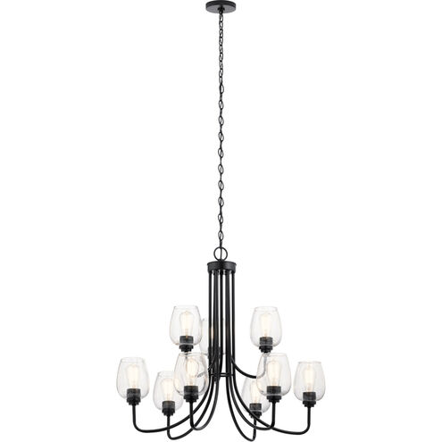 Valserrano 9 Light 32 inch Black Chandelier 2 Tier Ceiling Light in Clear Seeded, 2 Tier