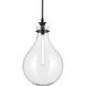 Laria 1 Light Black Pendant Ceiling Light in Clear