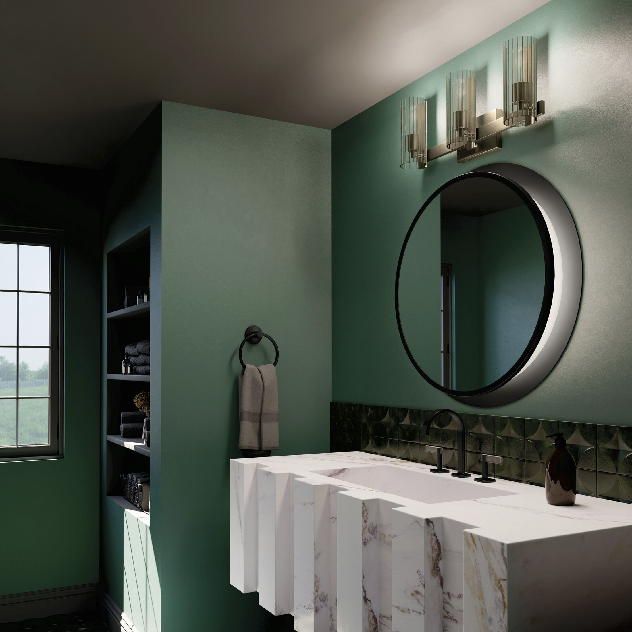 Jemsa 3 Light 22.75 inch Champagne Bronze Bath Bracket Wall Light, 3 Arm