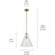 Everly 1 Light Natural Brass Pendant Ceiling Light