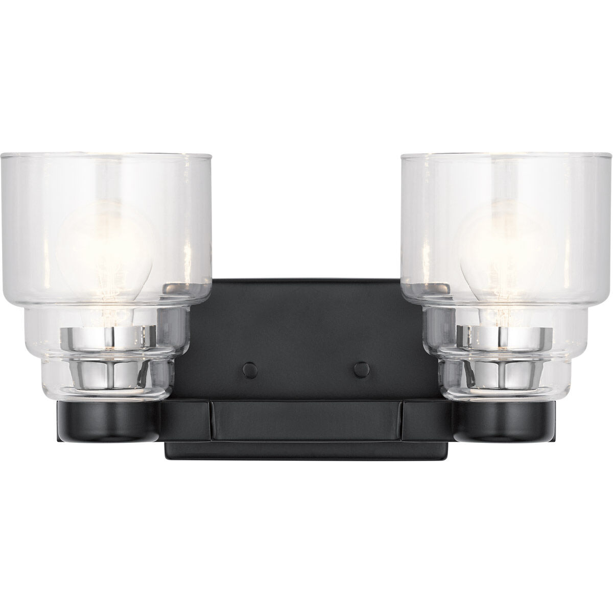 Vionnet 2 Light 15 inch Black Wall Mt Bath 2 Arm Wall Light in Clear