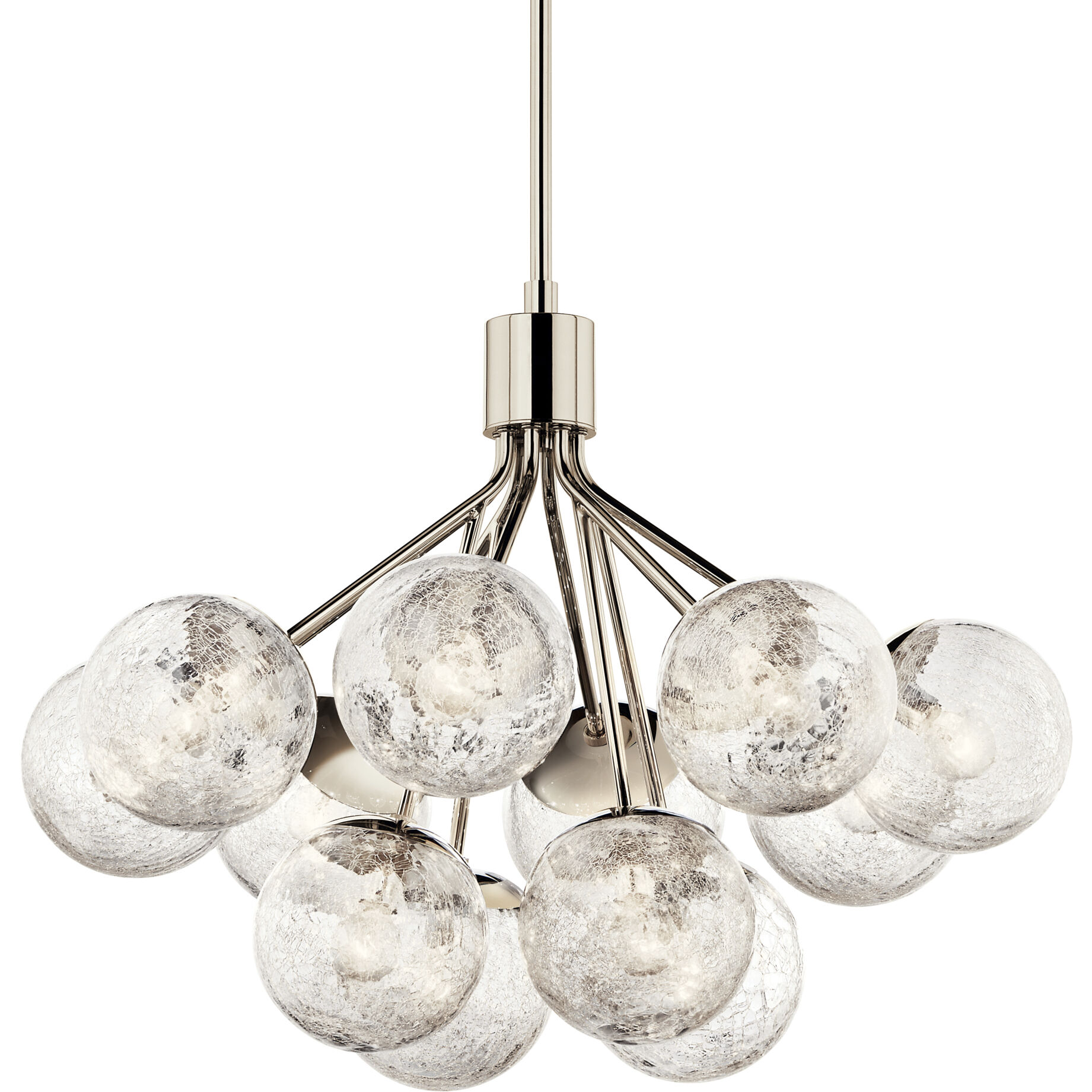 Silvarious 12 Light Polished Nickel Chandelier/Semi Flush Ceiling Light in Clear Crackle