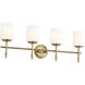 Ali 4 Light 32.5 inch Brushed Natural Brass Bath Vanity Light Wall Light