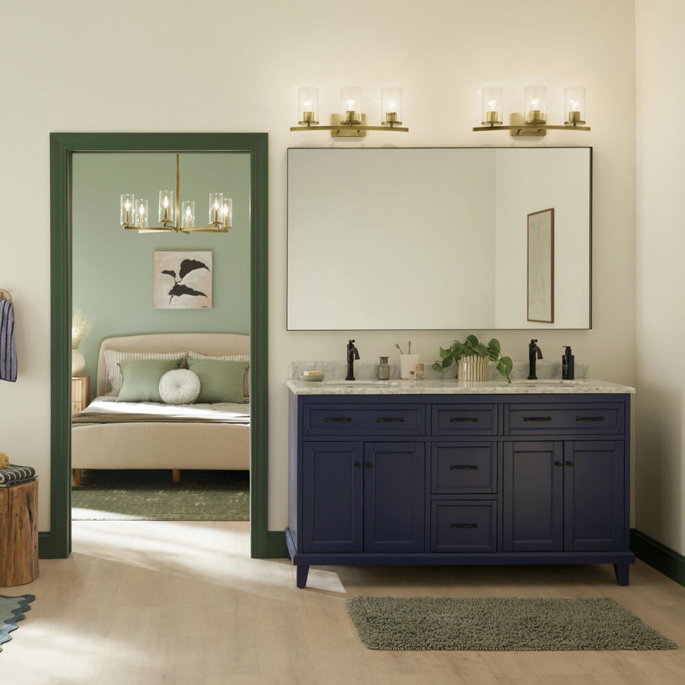 Crosby 3 Light 23 inch Natural Brass Bath Light Wall Light