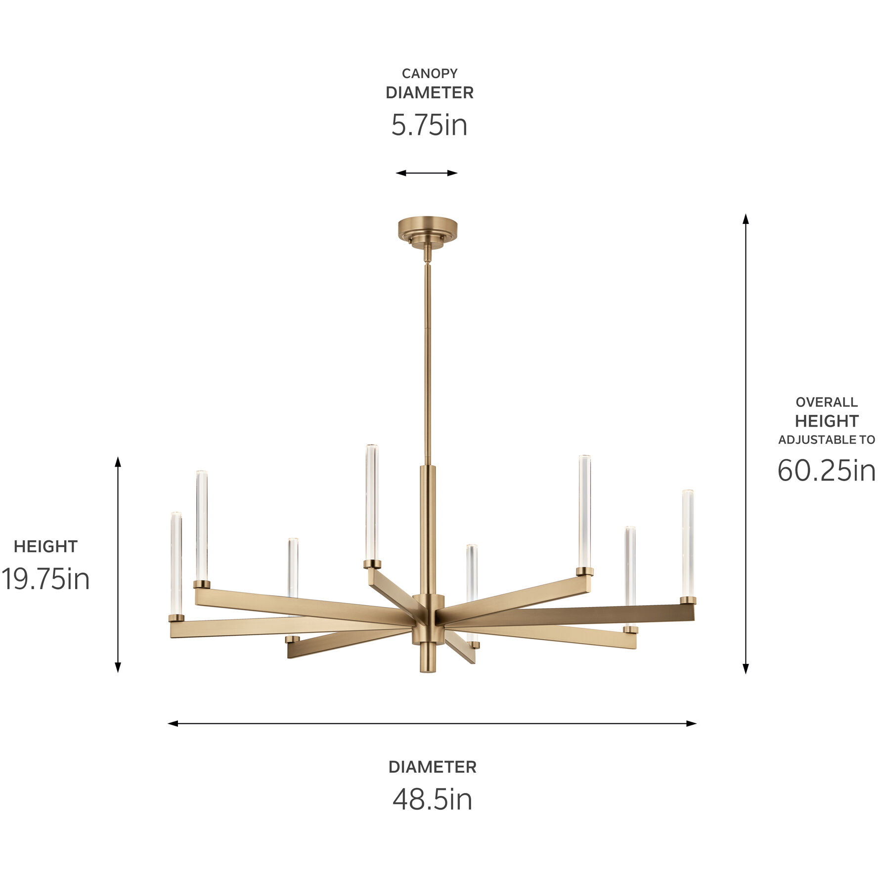 Sycara LED Champagne Bronze Chandelier Ceiling Light, 1 Tier Large