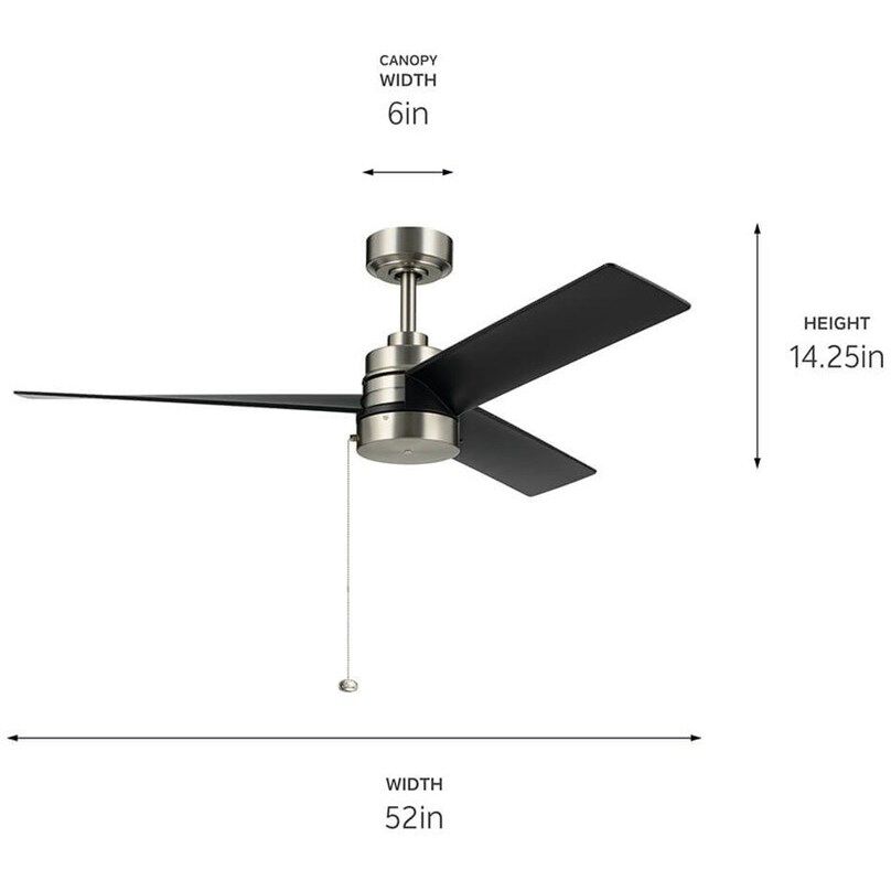 Spyn Lite 52 inch Brushed Nickel with Satin Black Blades Ceiling Fan