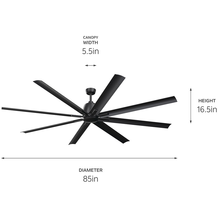 Breda 84 inch Satin Black Ceiling Fan