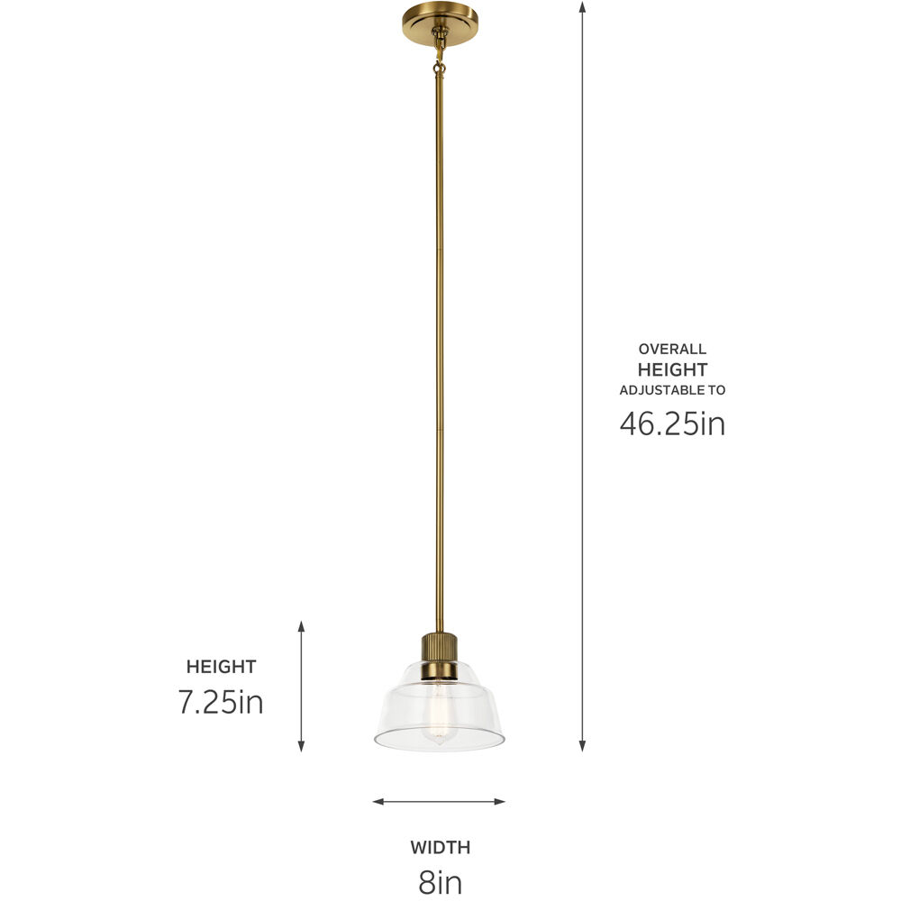 Eastmont 1 Light 8 inch Brushed Brass Mini Pendant Ceiling Light