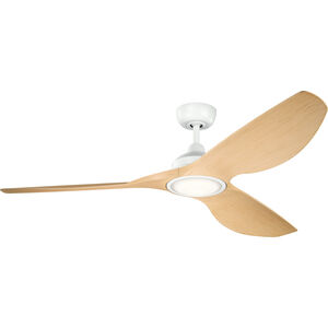 Imari 65 inch Matte White with Light Oak Blades Ceiling Fan