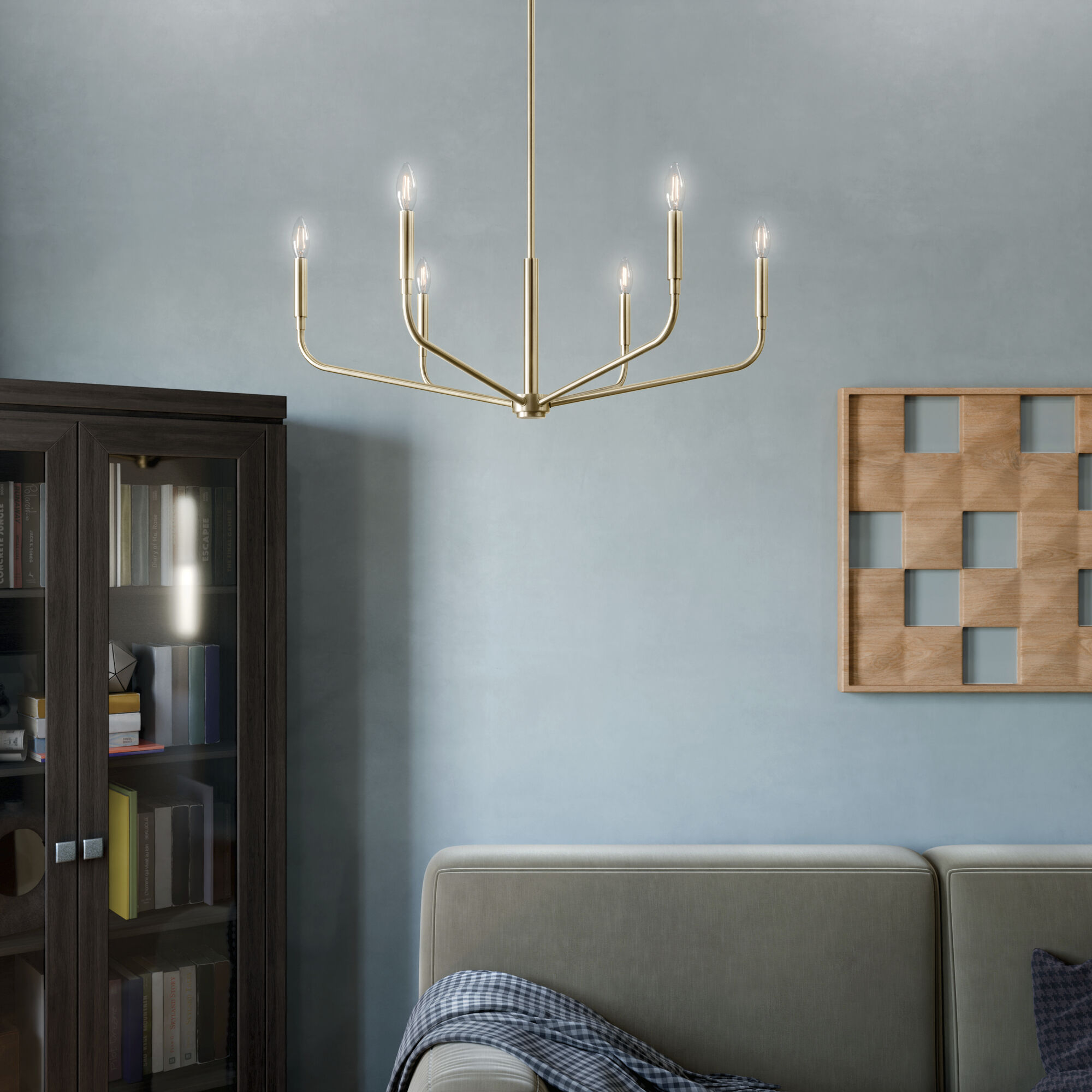 Madden 6 Light Champagne Bronze Chandelier Ceiling Light, 1 Tier Medium