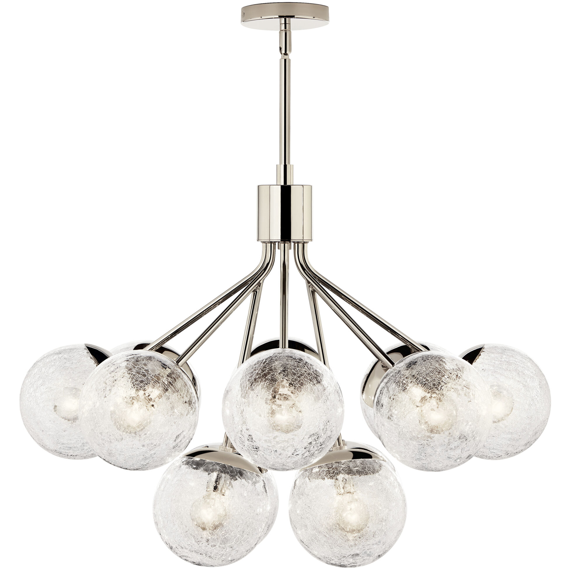 Silvarious 12 Light Polished Nickel Chandelier/Semi Flush Ceiling Light in Clear Crackle