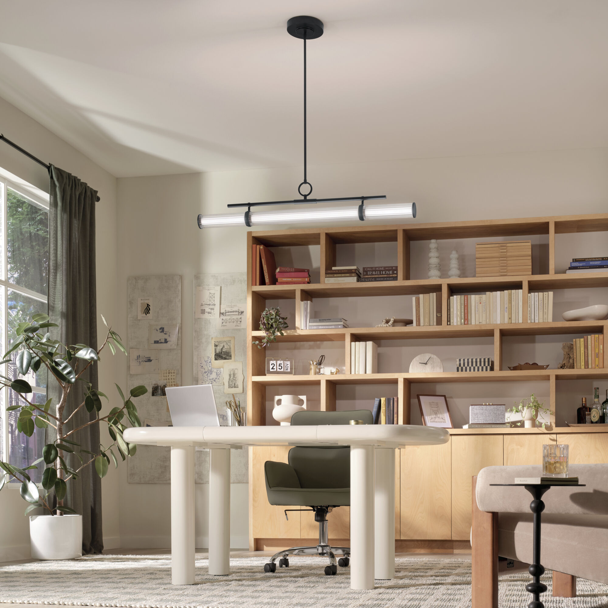 Riven LED 8 inch Black Chandelier Linear Ceiling Light