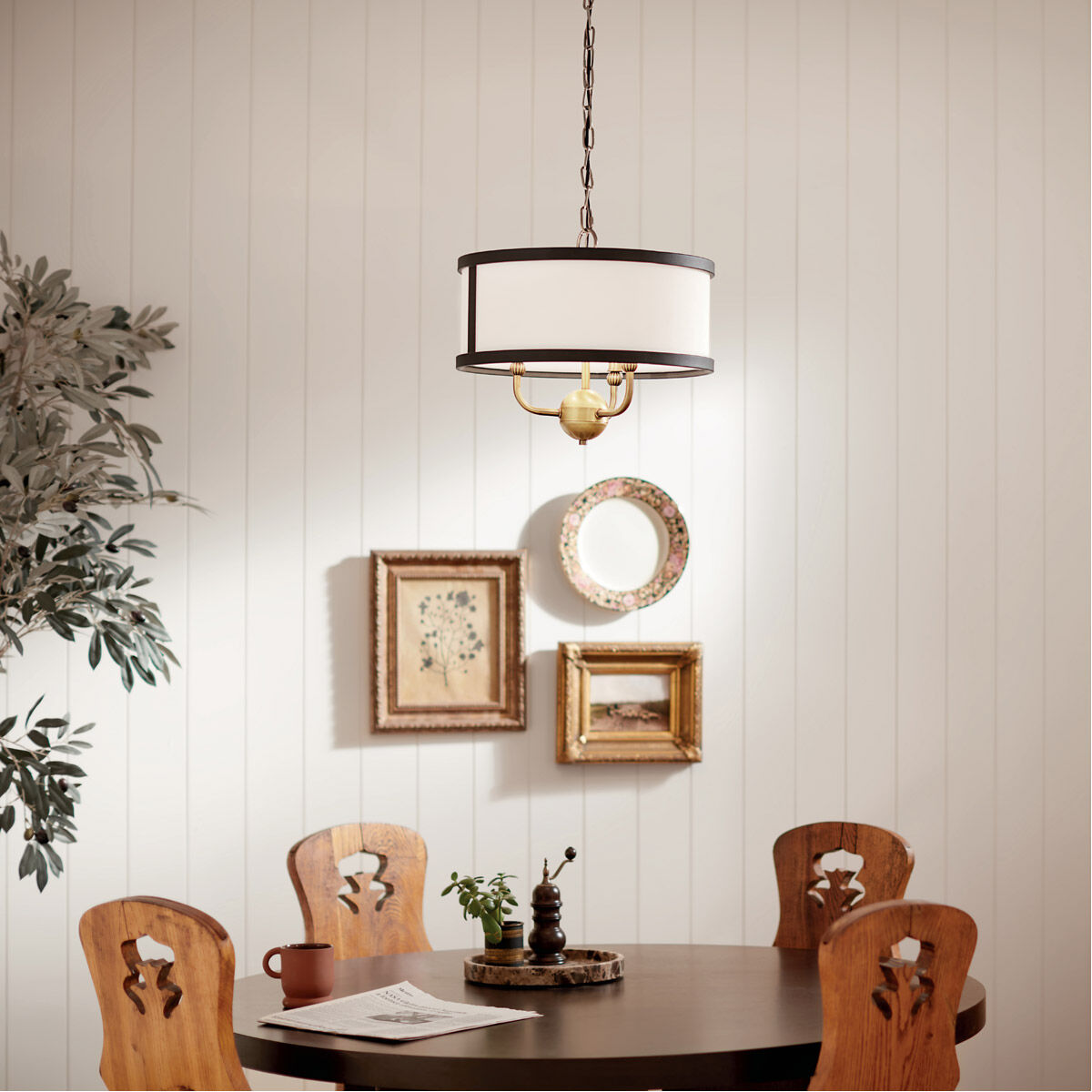 Kichler 52465NBR Homestead Heddle 3 Light 16 inch Natural Brass Chandelier Ceiling Light Heddle
