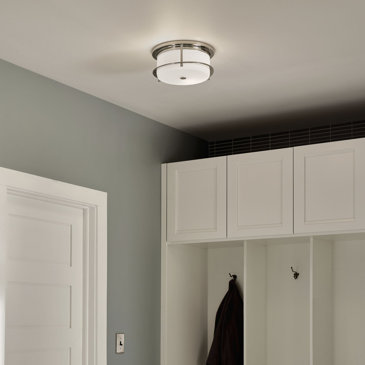 Brit LED 12 inch Polished Nickel Flush Mount Ceiling Light