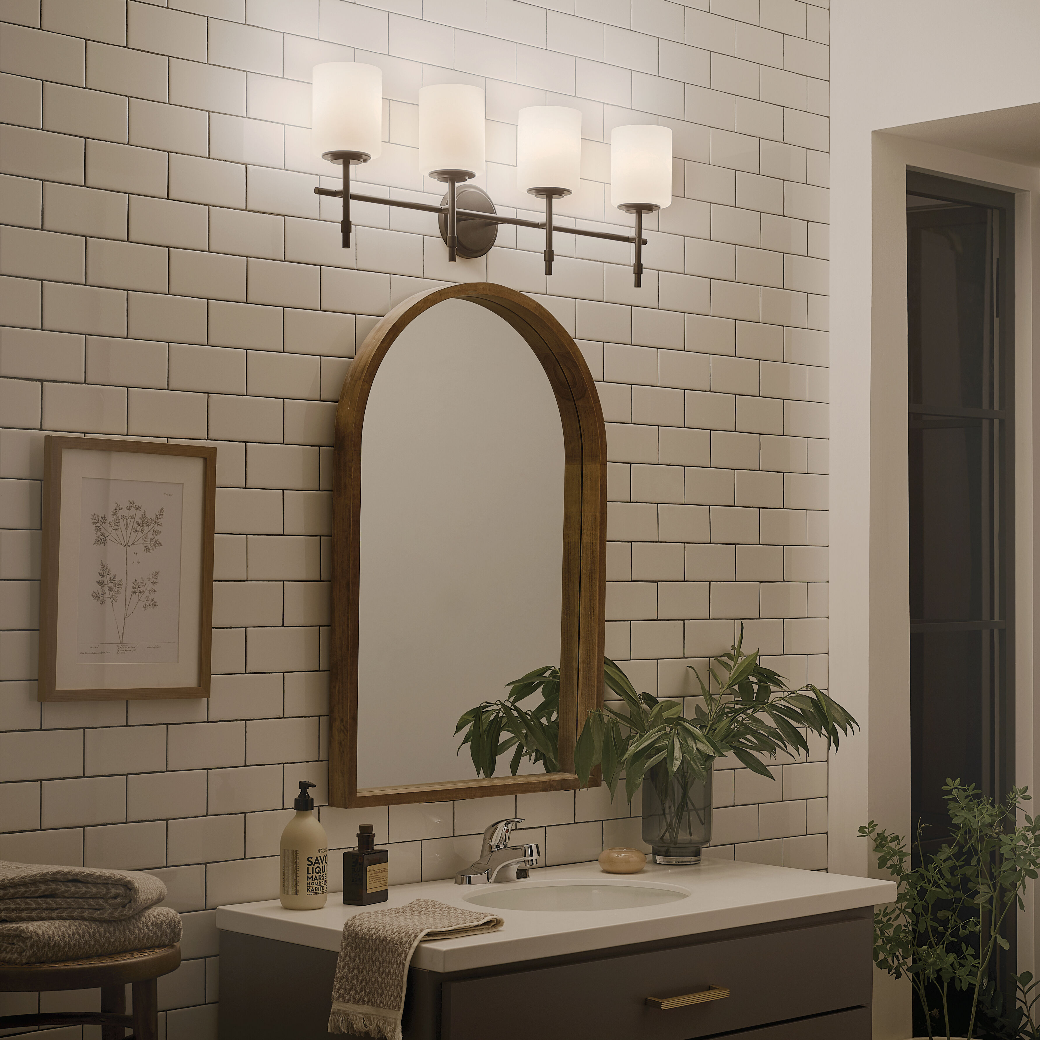 Ali 4 Light 32.5 inch Black Bath Vanity Light Wall Light