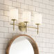 Ali 3 Light 23.25 inch Brushed Natural Brass Bath Vanity Light Wall Light