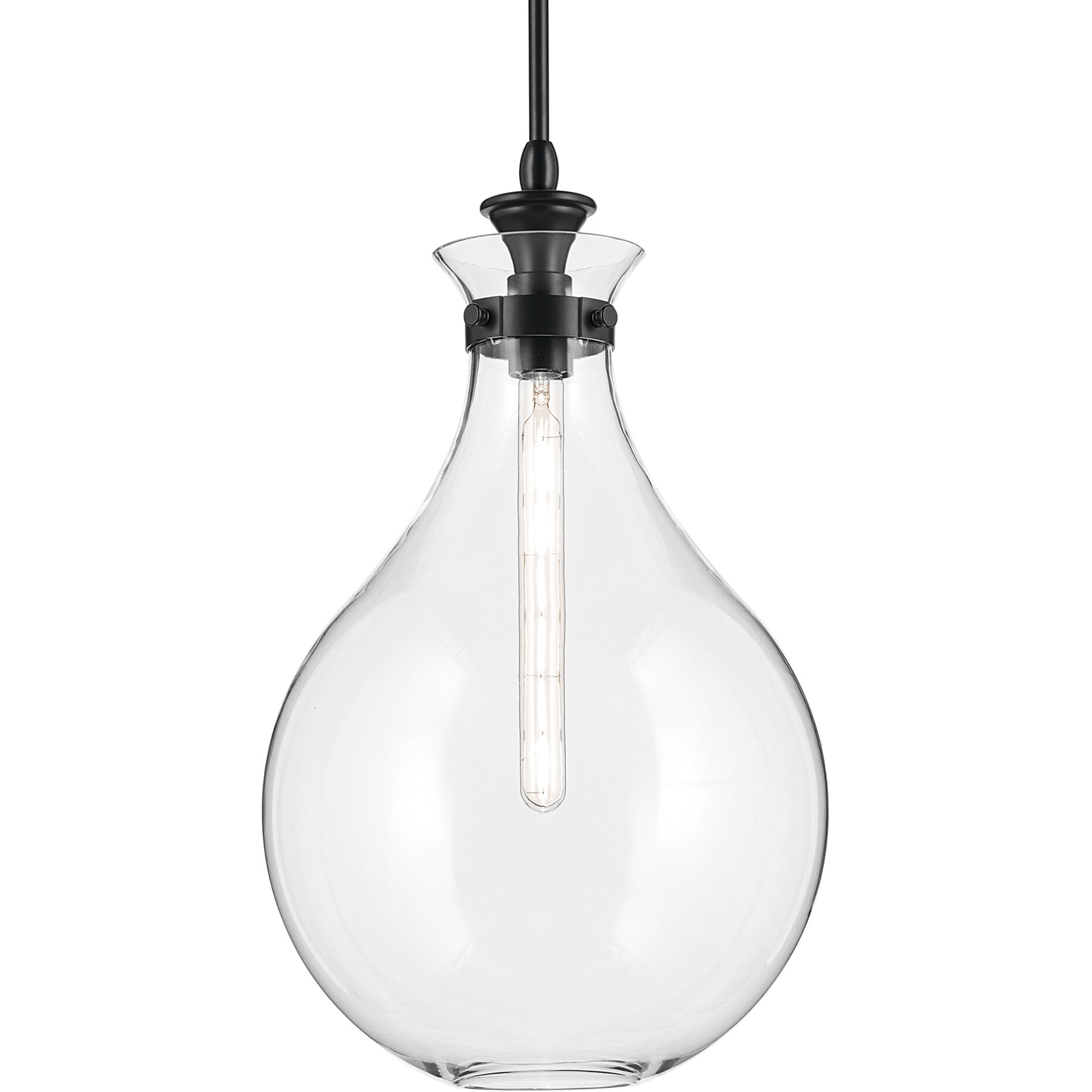 Laria 1 Light Black Pendant Ceiling Light in Clear