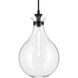 Laria 1 Light Black Pendant Ceiling Light in Clear