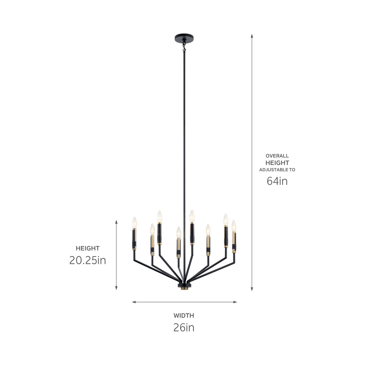 Armand 8 Light 26 inch Black Chandelier 1 Tier Medium Ceiling Light