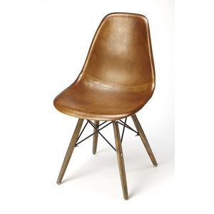 Industrial Chic Orson  Brown Leather Accent Chair