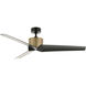 Almere 56 inch Brushed Natural Brass with Satin Black Blades Ceiling Fan