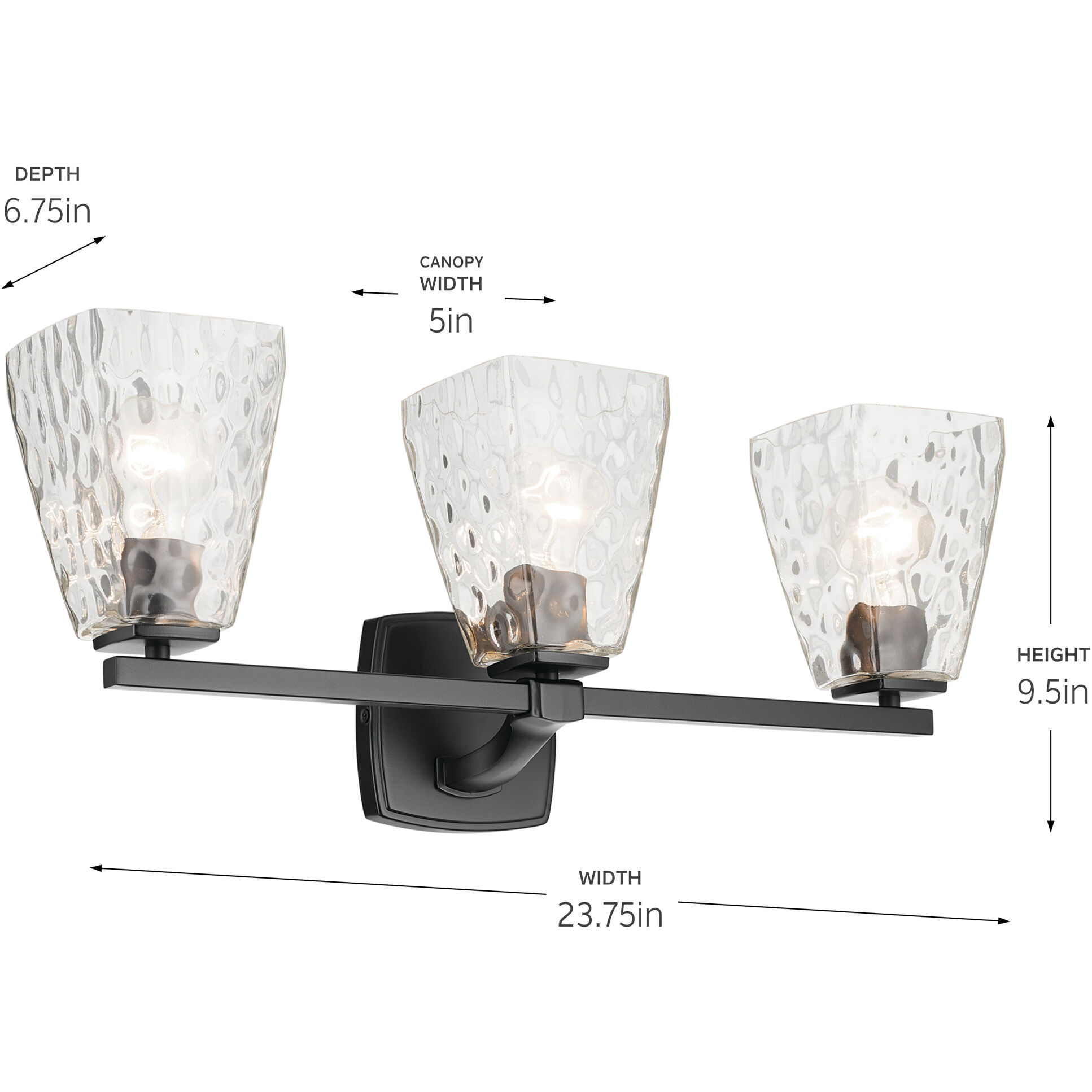 Marant 3 Light 23.75 inch Black Vanity Light Wall Light