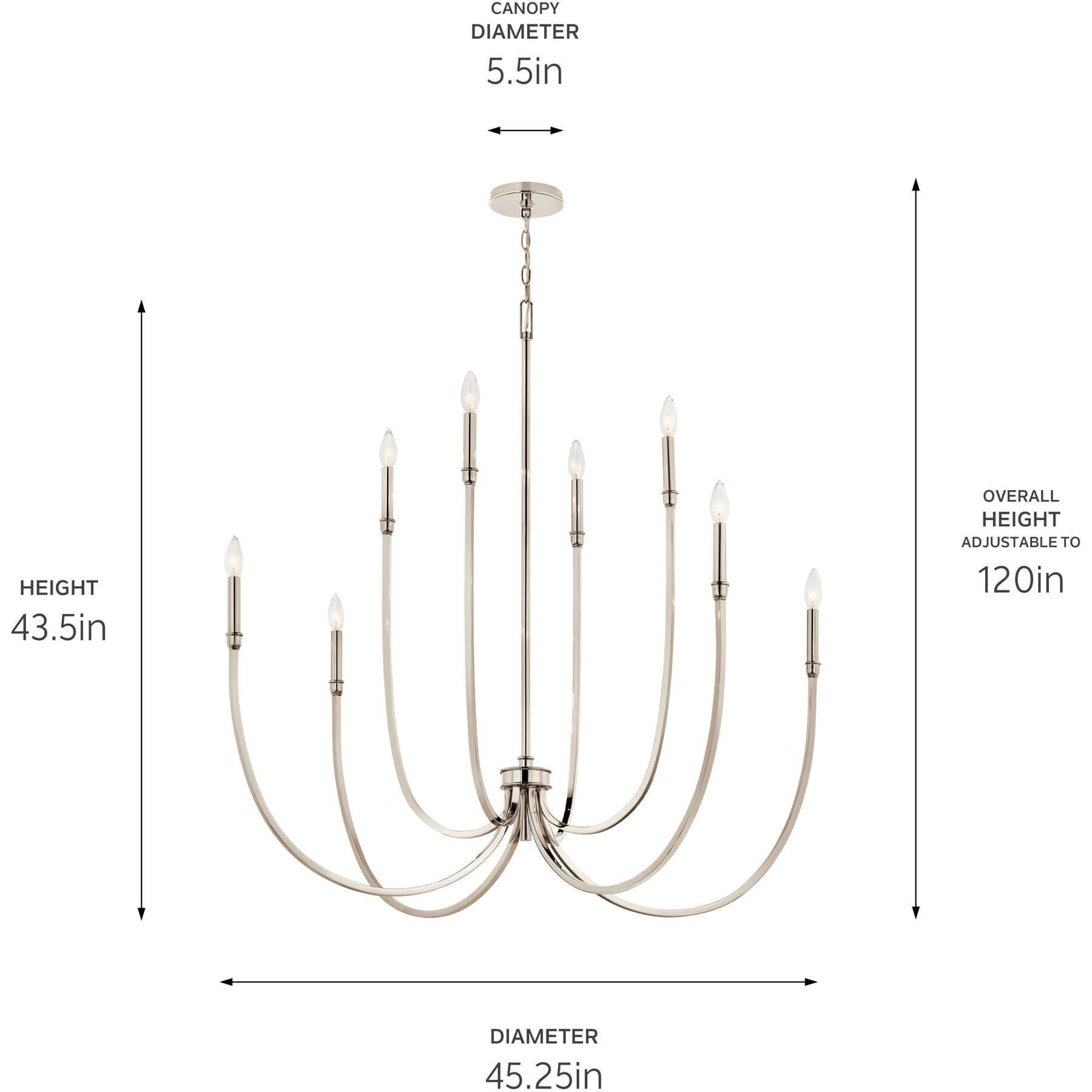 Malene 8 Light Polished Nickel Chandelier Foyer Ceiling Light