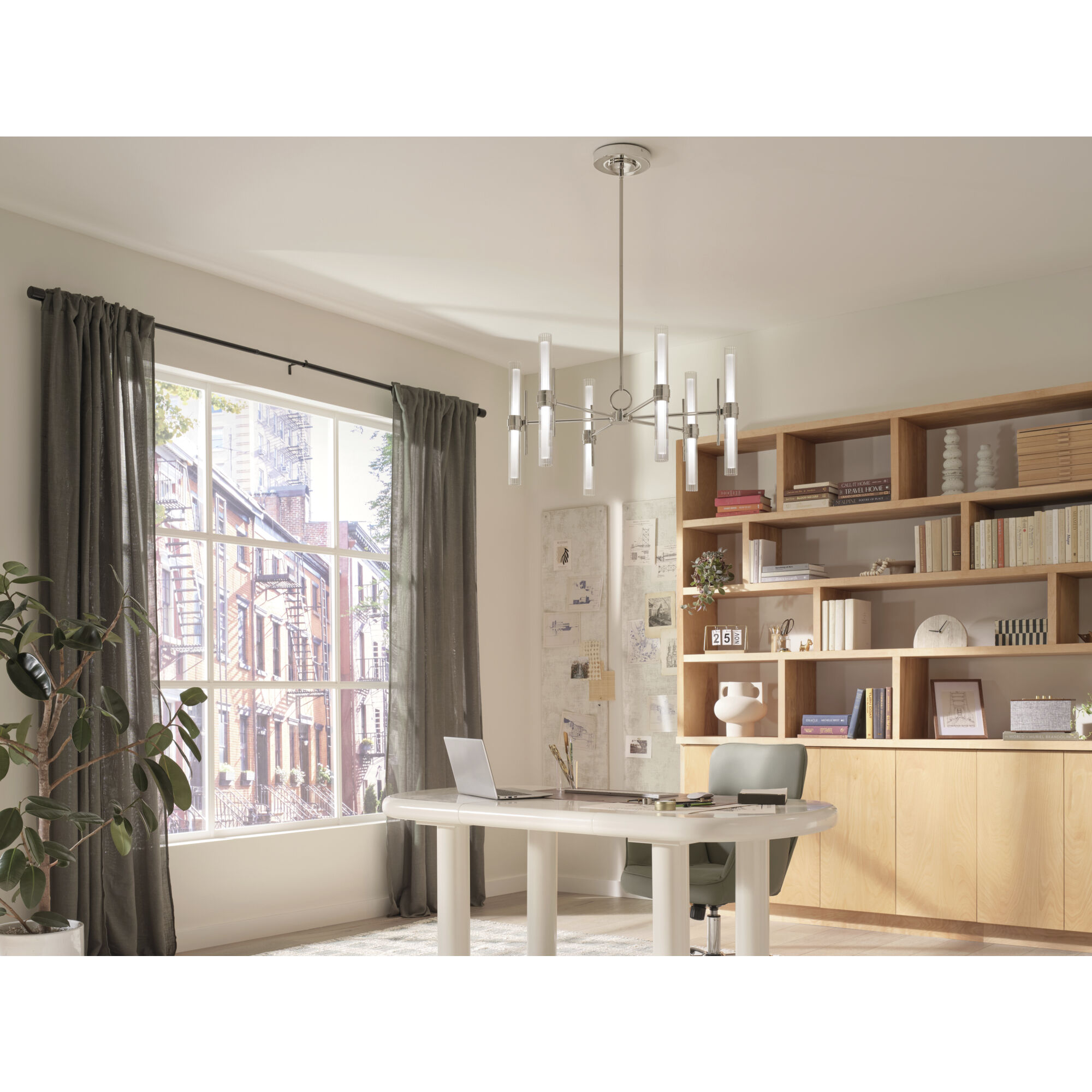 Riven LED Polished Nickel Chandelier Ceiling Light