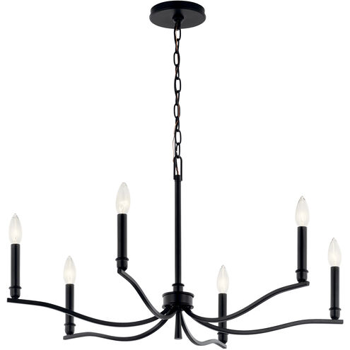 Malene 6 Light Black Chandelier Ceiling Light, 1 Tier Small