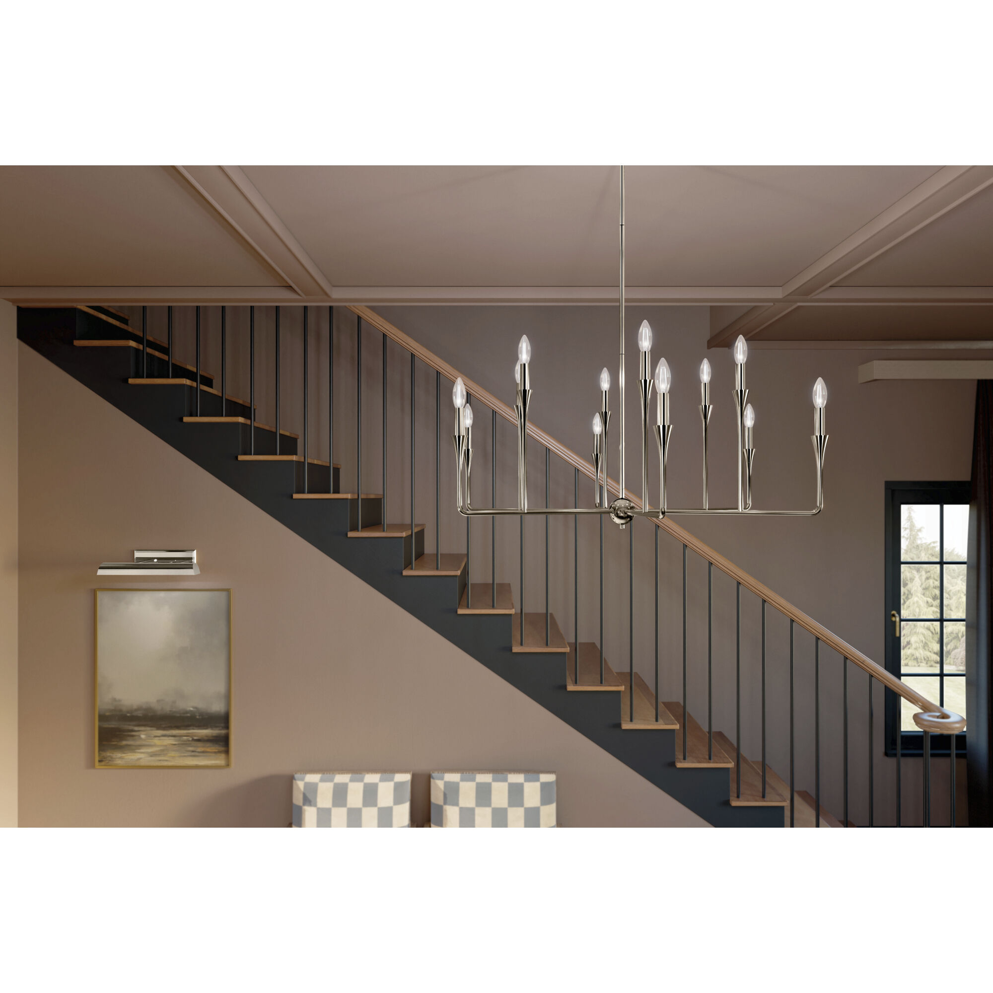 Alvaro 12 Light Polished Nickel Chandelier Multi Tier Ceiling Light, Multi Tier