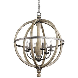 Evan 6 Light 29 inch Distressed Antique Gray Chandelier 1 Tier Large Ceiling Light, 1 Tier Large