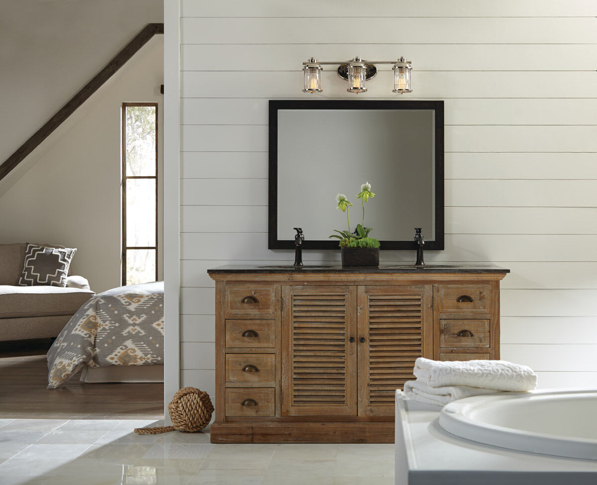 Ashland Bay 3 Light 24 inch Polished Nickel Wall Mt Bath 3 Arm Wall Light