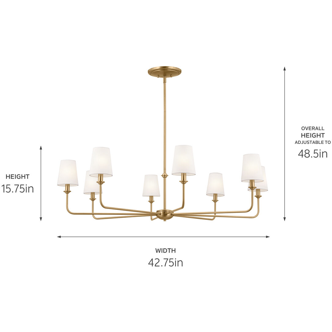 Pallas 8 Light 42.75 inch Brushed Natural Brass Chandelier Ceiling Light