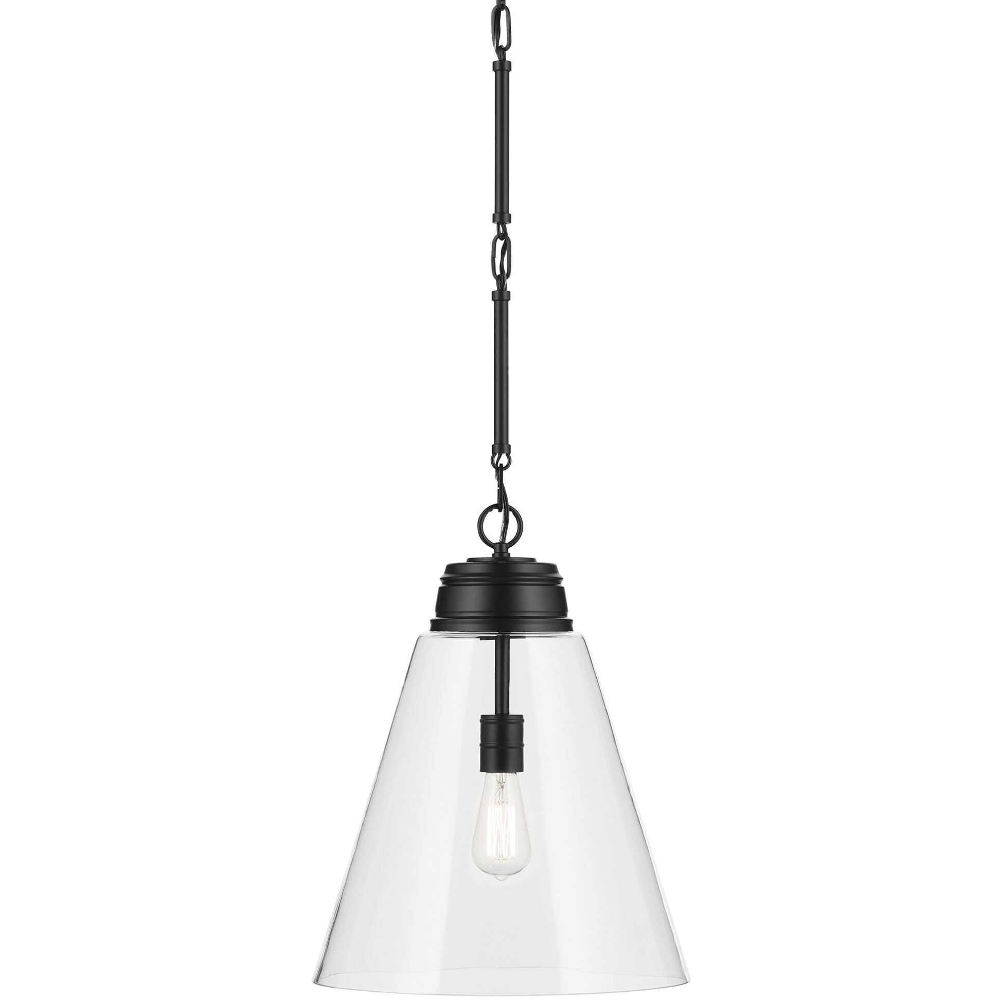 Marsailli 1 Light Black Pendant Ceiling Light in Opal, Large