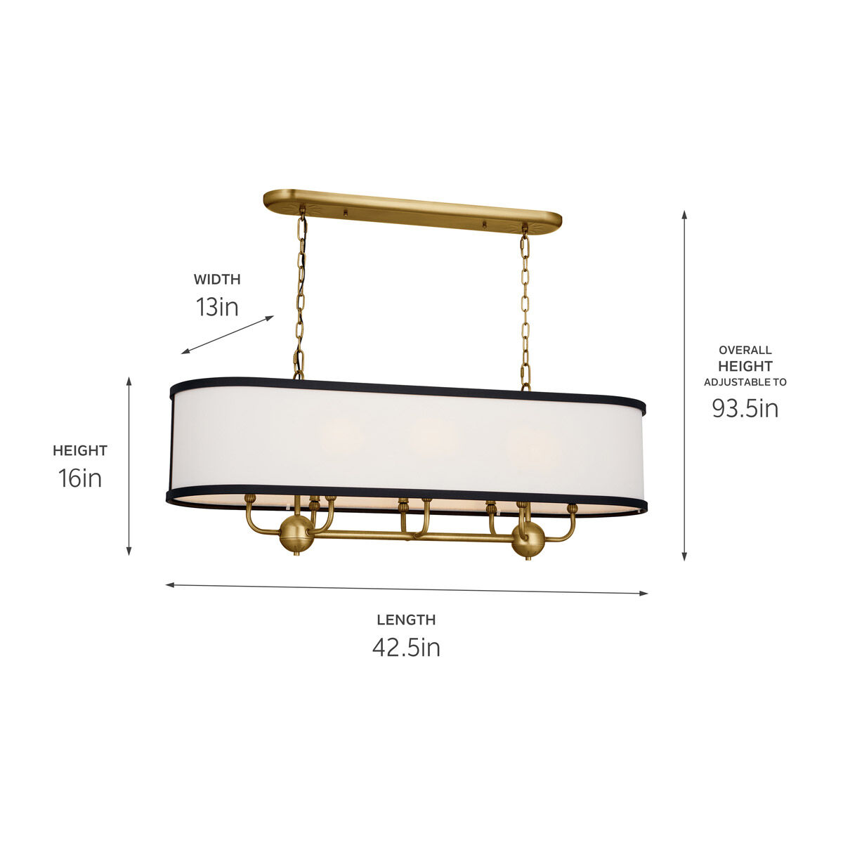 Homestead Heddle 8 Light 13 inch Natural Brass Chandelier Linear Ceiling Light