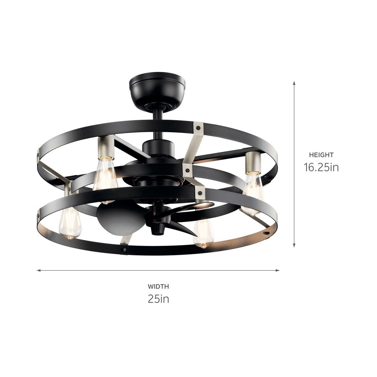 Cavelli 13 inch Satin Black Ceiling Fan