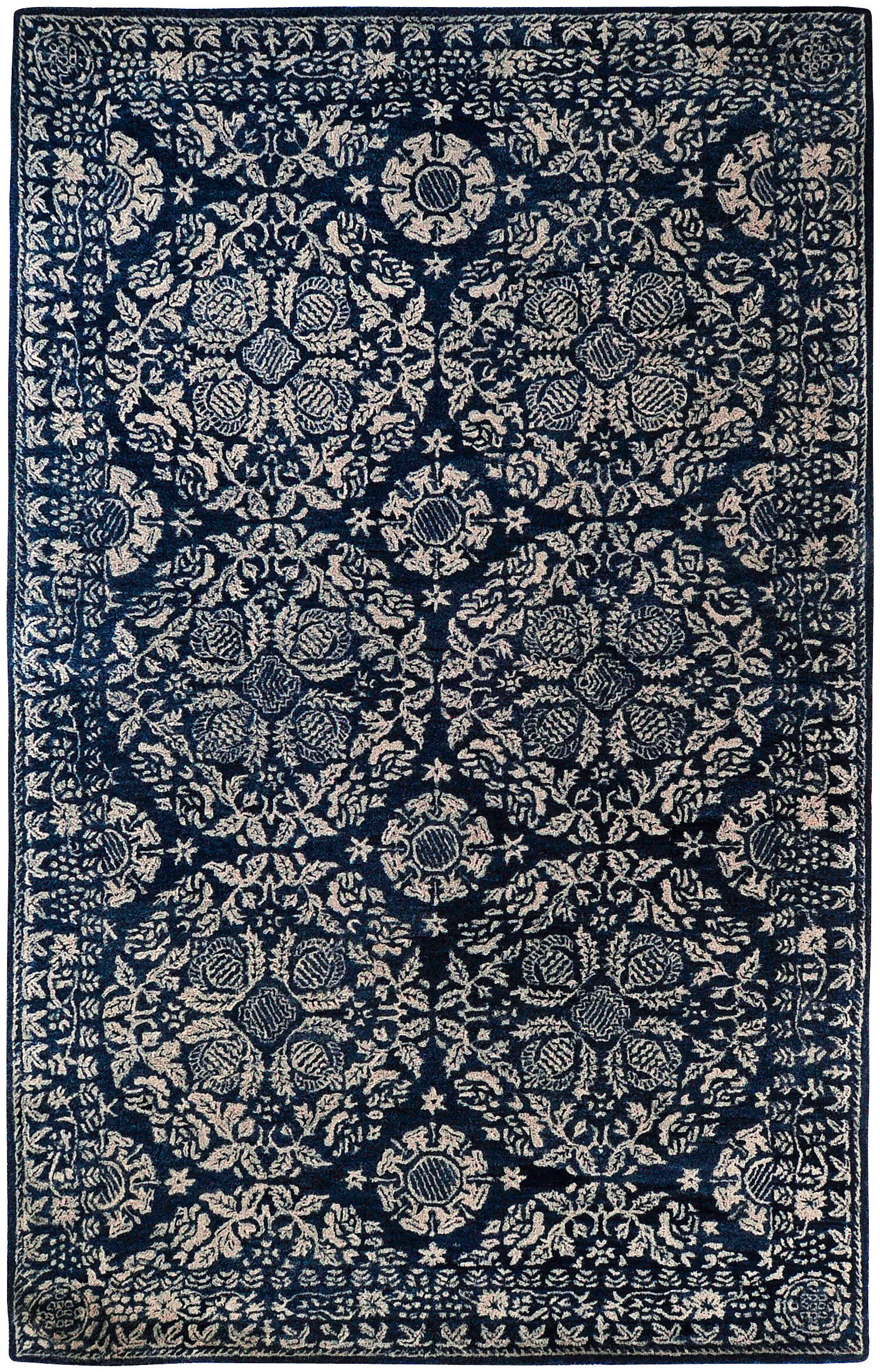 Hendrick 63 X 39 inch Dark Blue Rug, Rectangle