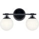 Benno 2 Light 14.75 inch Black Bath Bracket Wall Light, 2 Arm