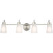 Erma 4 Light 32.5 inch Brushed Nickel Bath Vanity Light Wall Light, 4 Arm